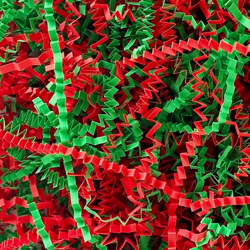 Corlcol 200g(7oz) Crinkle Paper Filler for Gift Baskets Box Confetti Paper Shreds Decoration Stuffing on Christmas (Red&Green) - Image 1